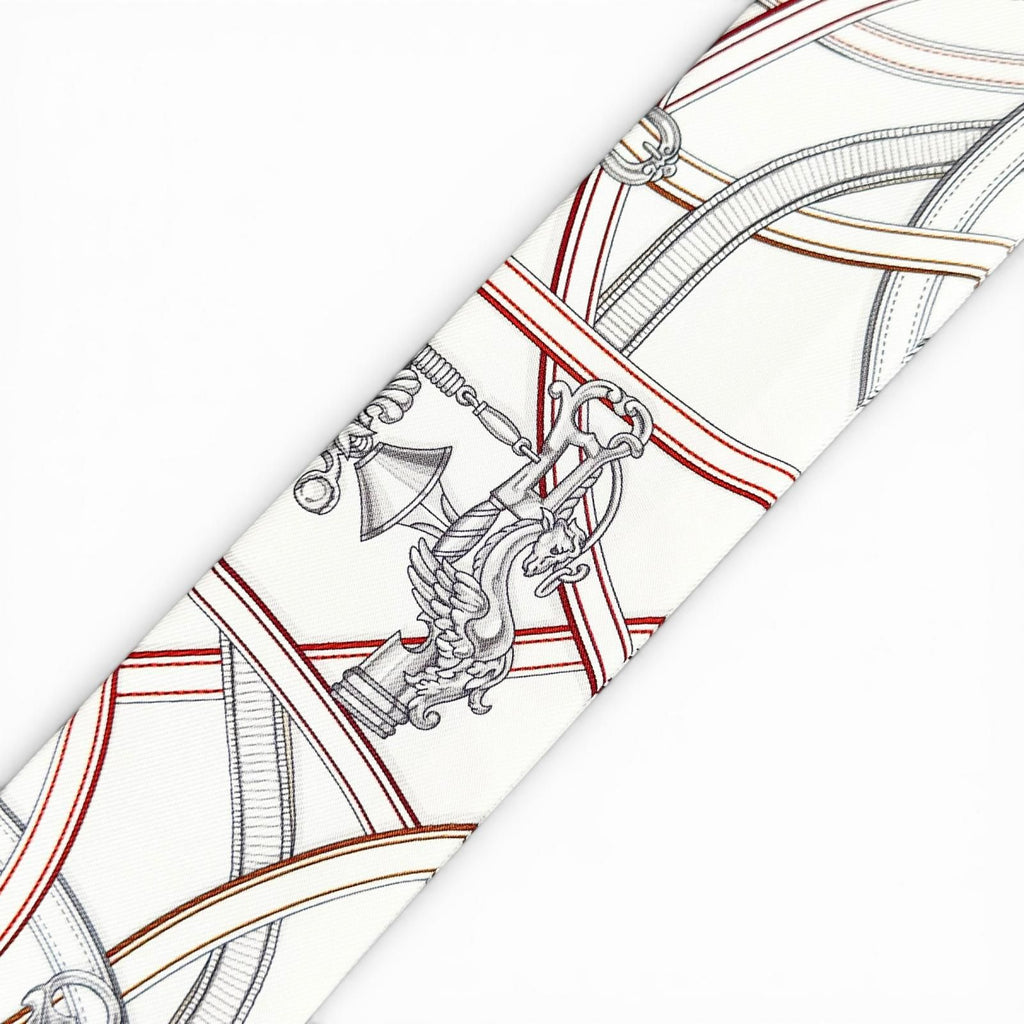 Hermes Twilly Legendary Harness Silk 100% Scarf White Red — view 7