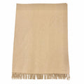 Hermes Cashmere 100% Logo Embroidery Fringe Large Shawl Throw Blanket Beige