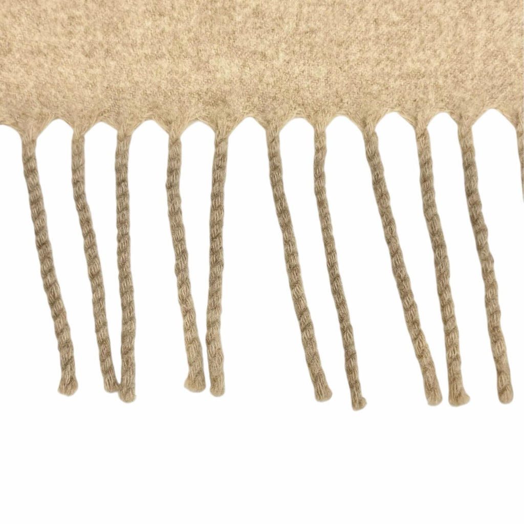 Hermes Cashmere 100% Logo Embroidery Fringe Large Shawl Throw Blanket Beige — view 3
