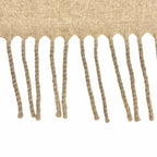 Hermes Cashmere 100% Logo Embroidery Fringe Large Shawl Throw Blanket Beige — view 3