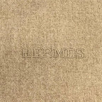 Hermes Cashmere 100% Logo Embroidery Fringe Large Shawl Throw Blanket Beige — view 2