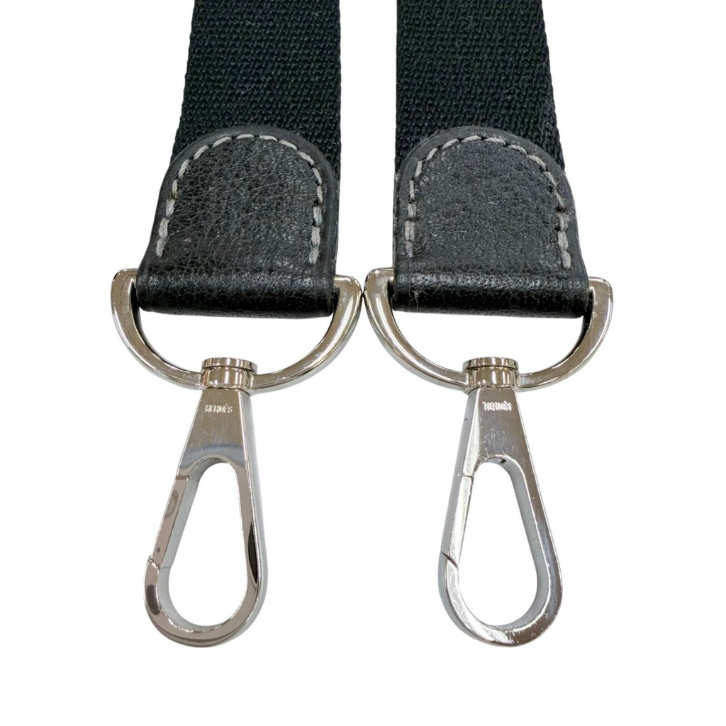 Hermes Canvas Silver Garden Party Shoulder Strap Black — view 3