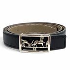 Hermes Swift Veau Black Etoupe Silver Logo Reversible Belt