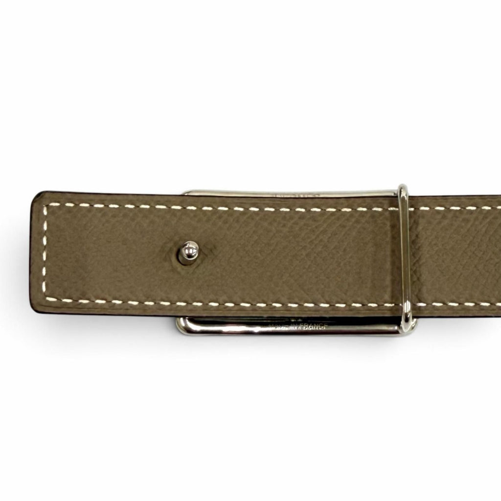 Hermes Swift Veau Black Etoupe Silver Logo Reversible Belt — view 8
