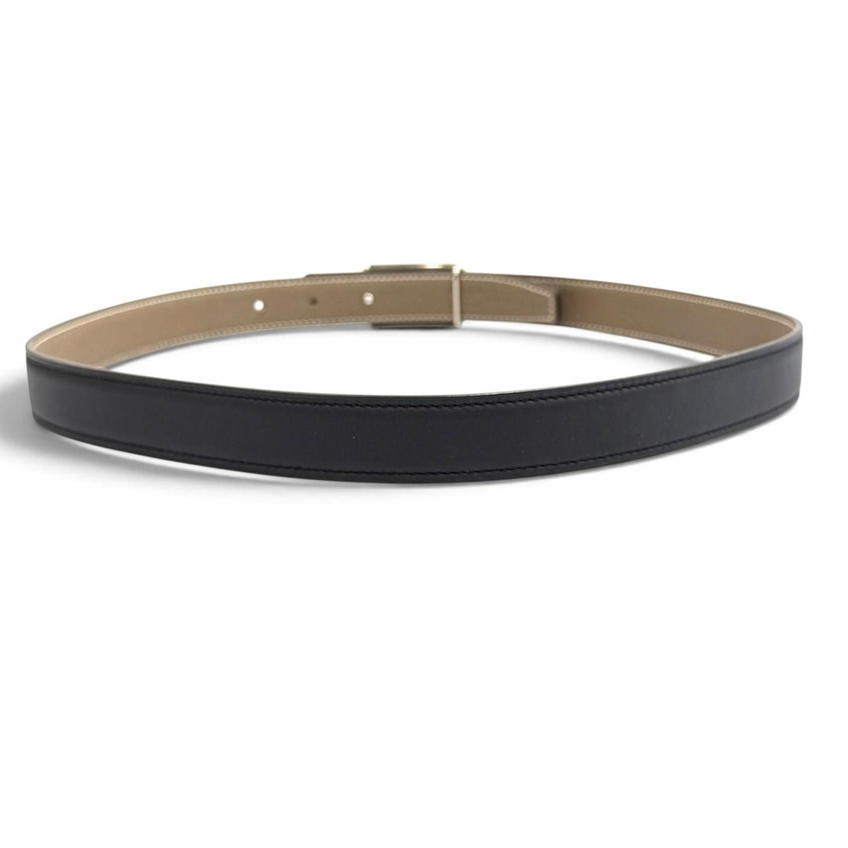 Hermes Swift Veau Black Etoupe Silver Logo Reversible Belt — view 4