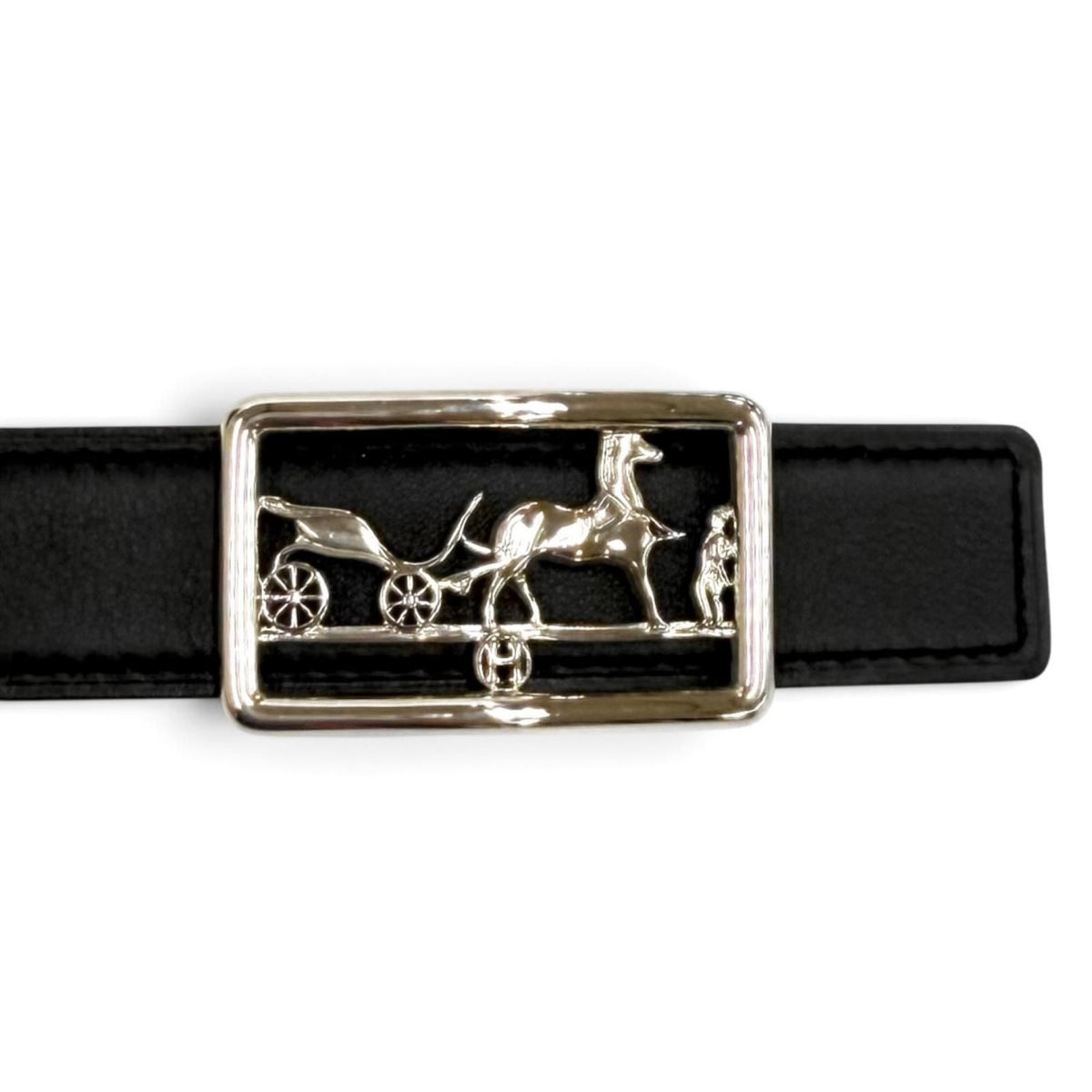 Hermes Swift Veau Black Etoupe Silver Logo Reversible Belt — view 7