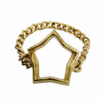 Prada Brass Metal Star Chain Ring Gold