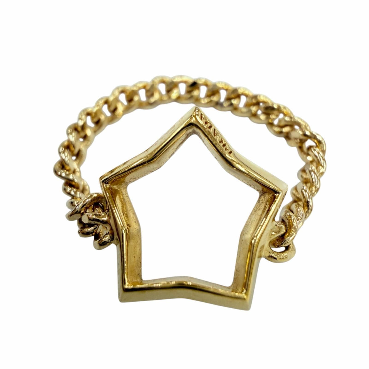 Prada Brass Metal Star Chain Ring Gold