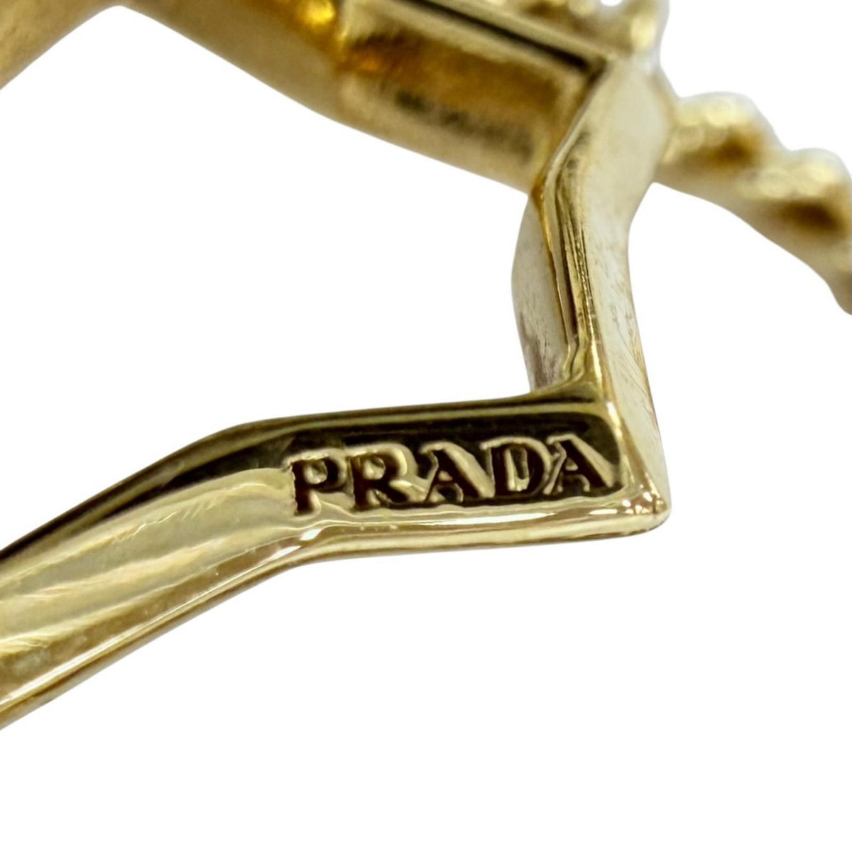 Prada Brass Metal Star Chain Ring Gold — view 5