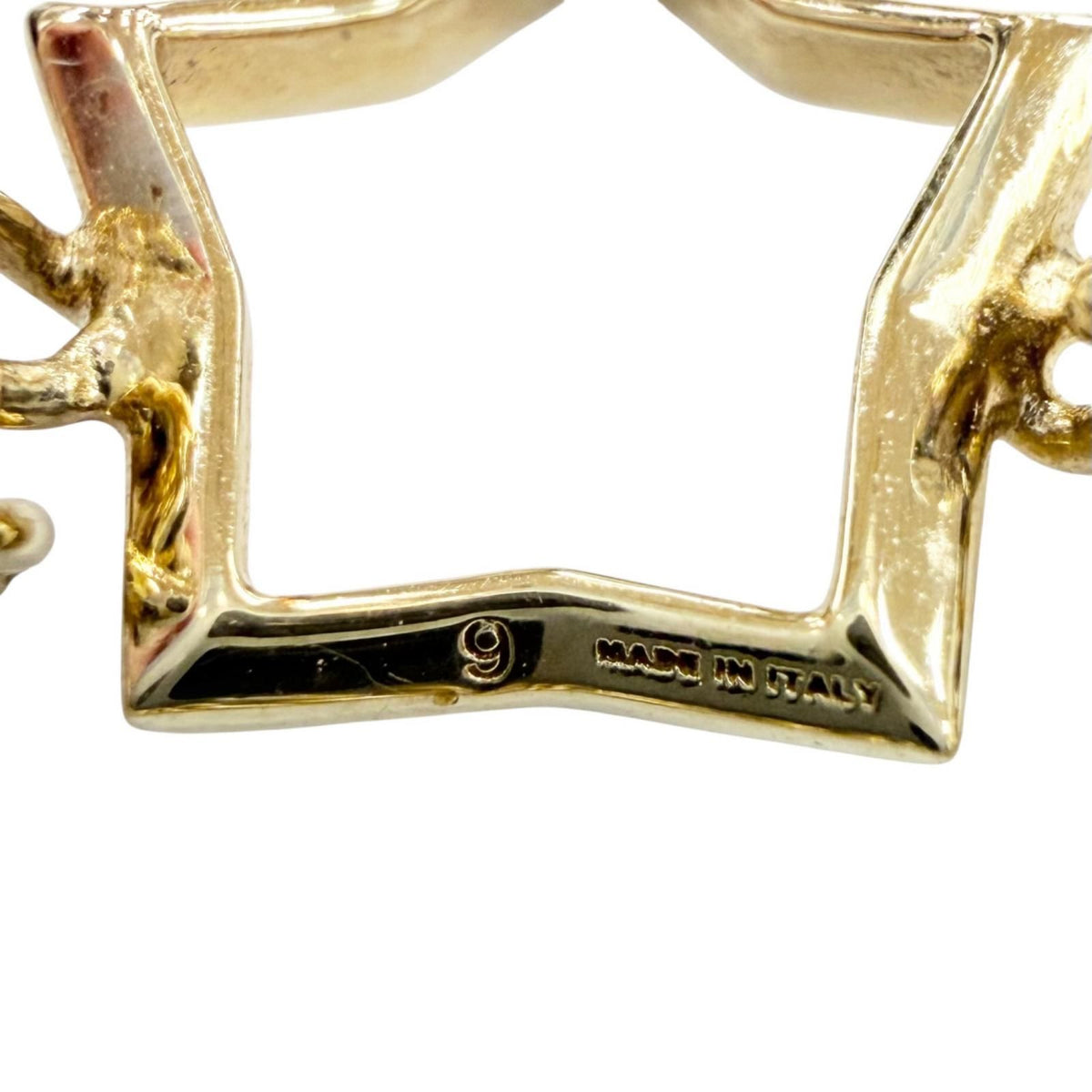 Prada Brass Metal Star Chain Ring Gold — view 6