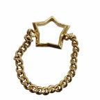 Prada Brass Metal Star Chain Ring Gold — view 4