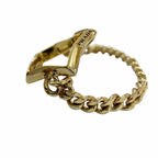 Prada Brass Metal Star Chain Ring Gold — view 3