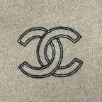 Chanel Cashmere 100% CC Logo Large Shawl Scarf Simple Beige — view 5