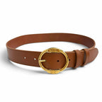 Celine Large Twin Triomphe Vintage Calfskin Leather Belt Brown 75 — view 3