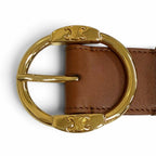 Celine Large Twin Triomphe Vintage Calfskin Leather Belt Brown 75 — view 7