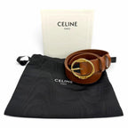 Celine Large Twin Triomphe Vintage Calfskin Leather Belt Brown 75 — view 2