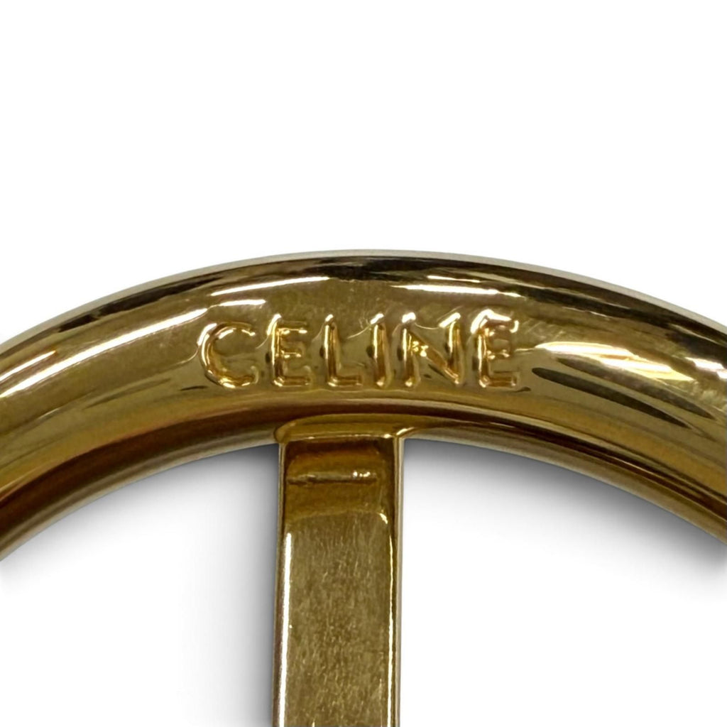 Celine Large Twin Triomphe Vintage Calfskin Leather Belt Brown 75 — view 8