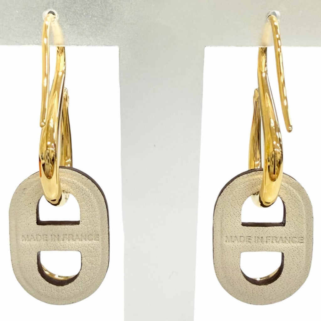 Hermes Maillon Earrings Swift Gold Chaine D'ancre Ivory — view 3