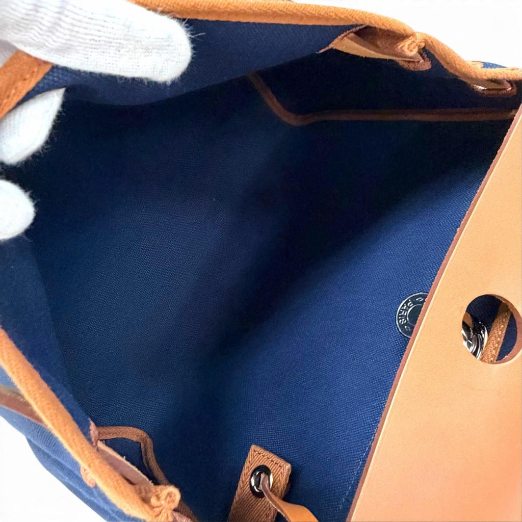 Hermes Herbag Zip 31 PM Toile Hunter Blue Marine Silver 2-Way Handbag — view 7