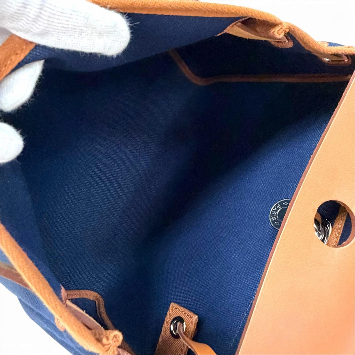 Hermes Herbag Zip 31 PM Toile Hunter Blue Marine Silver 2-Way Handbag — view 7