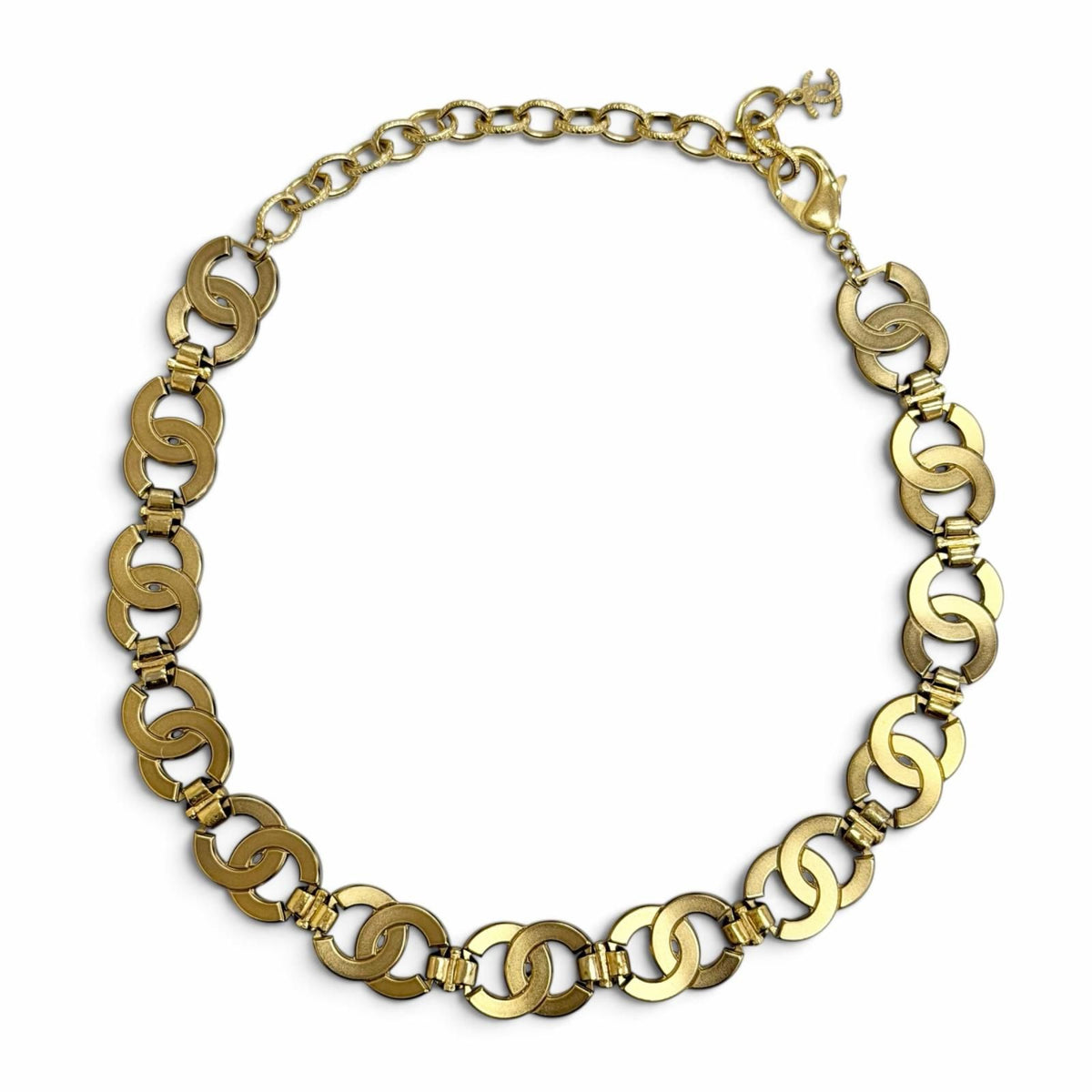 Chanel CC Logo Rhinestone Choker Necklace Gold — view 4
