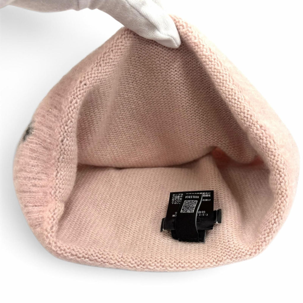 Chanel Wool Cashmere Blend CC Logo Knit Cap Beanie Hat Pink Black — view 5