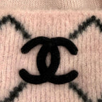 Chanel Wool Cashmere Blend CC Logo Knit Cap Beanie Hat Pink Black — view 6