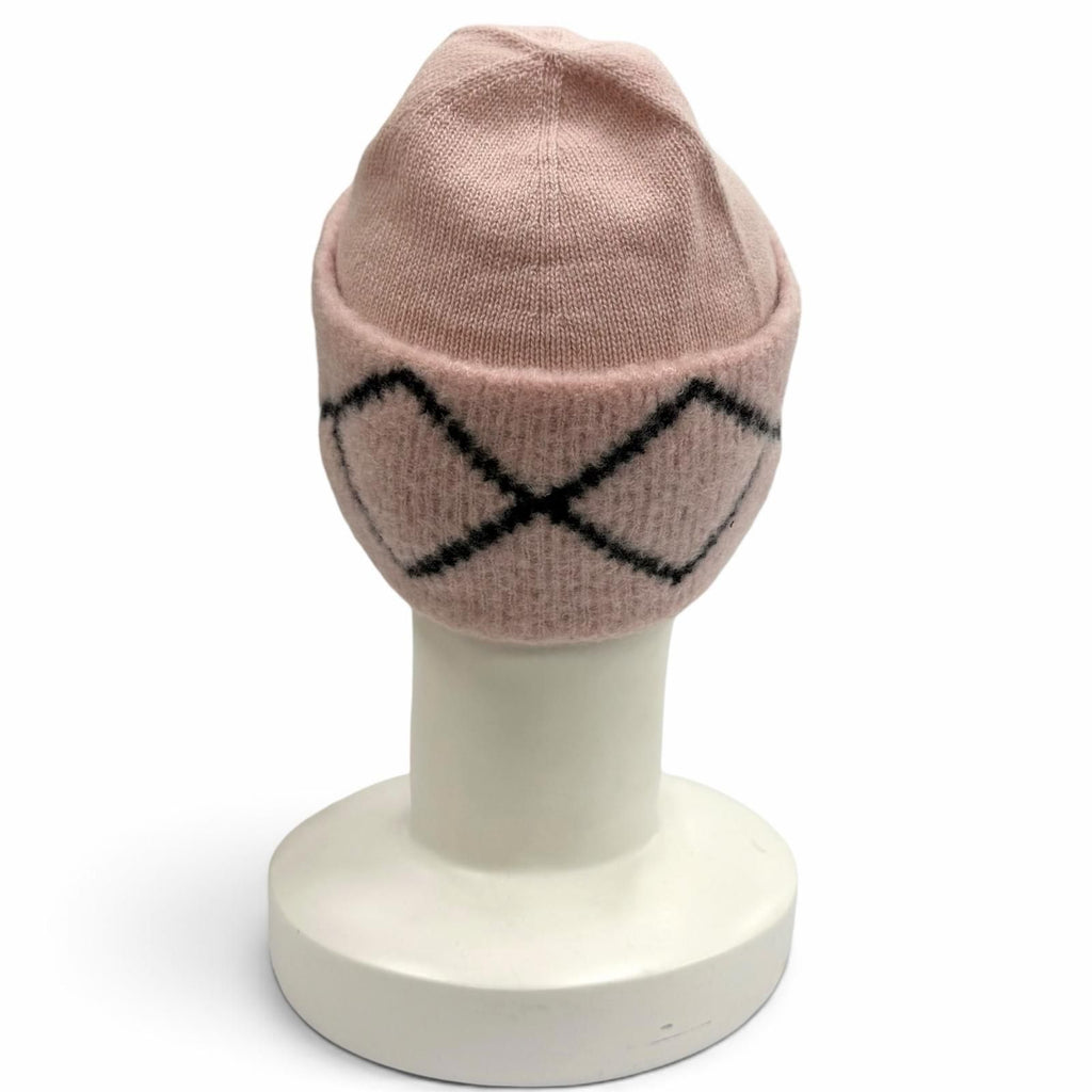 Chanel Wool Cashmere Blend CC Logo Knit Cap Beanie Hat Pink Black — view 3