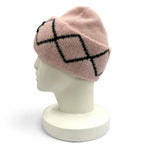 Chanel Wool Cashmere Blend CC Logo Knit Cap Beanie Hat Pink Black — view 2