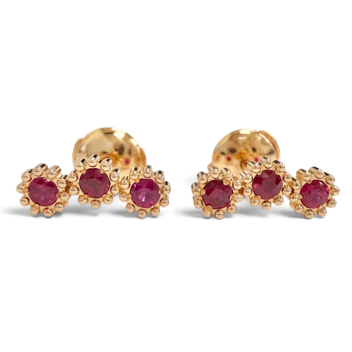 Dior Mimi Rose Single Stud Earrings Ruby 750 18k Yellow Gold Red