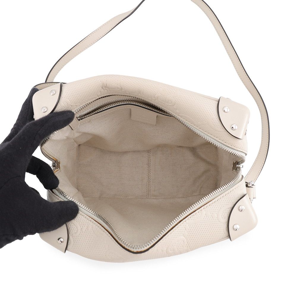 Gucci Shoulder Bag GG Embossed Leather White — view 5