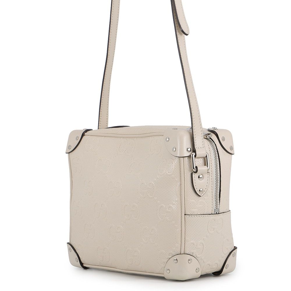 Gucci Shoulder Bag GG Embossed Leather White — view 2