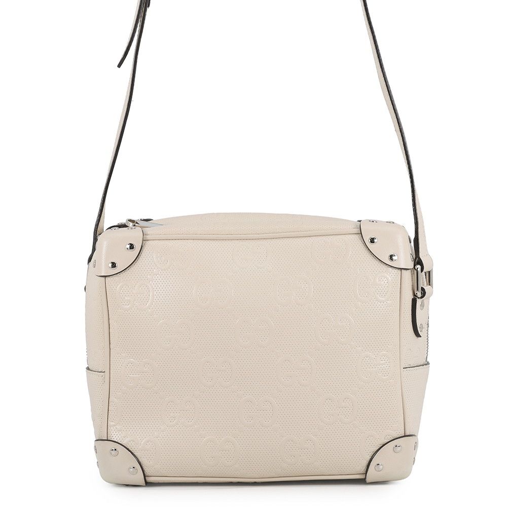 Gucci Shoulder Bag GG Embossed Leather White