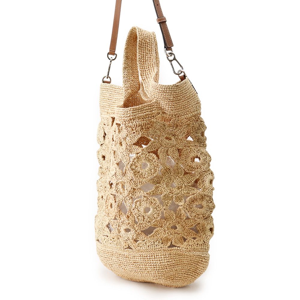 Loewe Handbag Clochette Flower Motif Raffia 2-Way — view 2