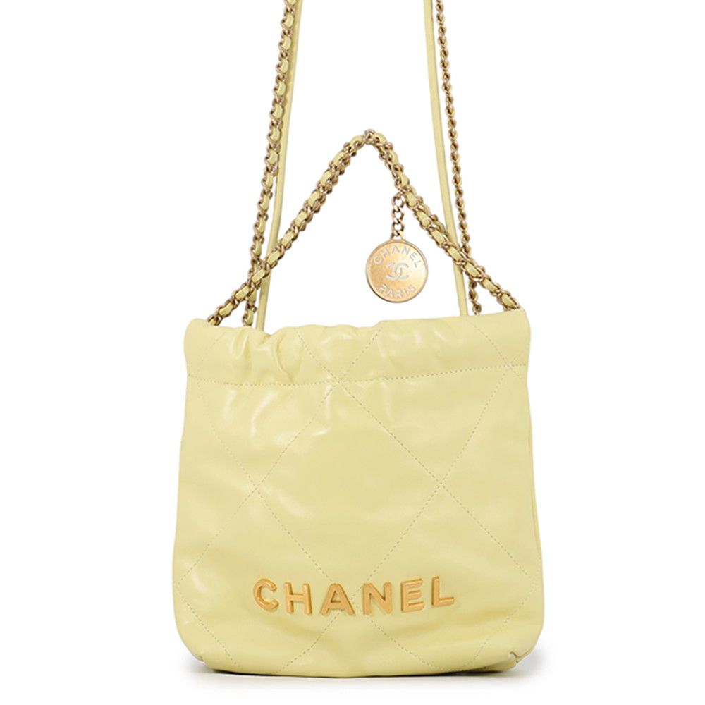 Chanel 22 Mini CC Logo Shiny Calfskin 2-Way Shoulder Bag