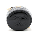 Chanel Chain Shoulder Bag Quilted CC Logo Vanity Patent Black — view 3