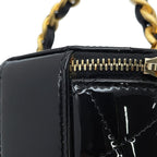 Chanel Chain Shoulder Bag Quilted CC Logo Vanity Patent Black — view 8