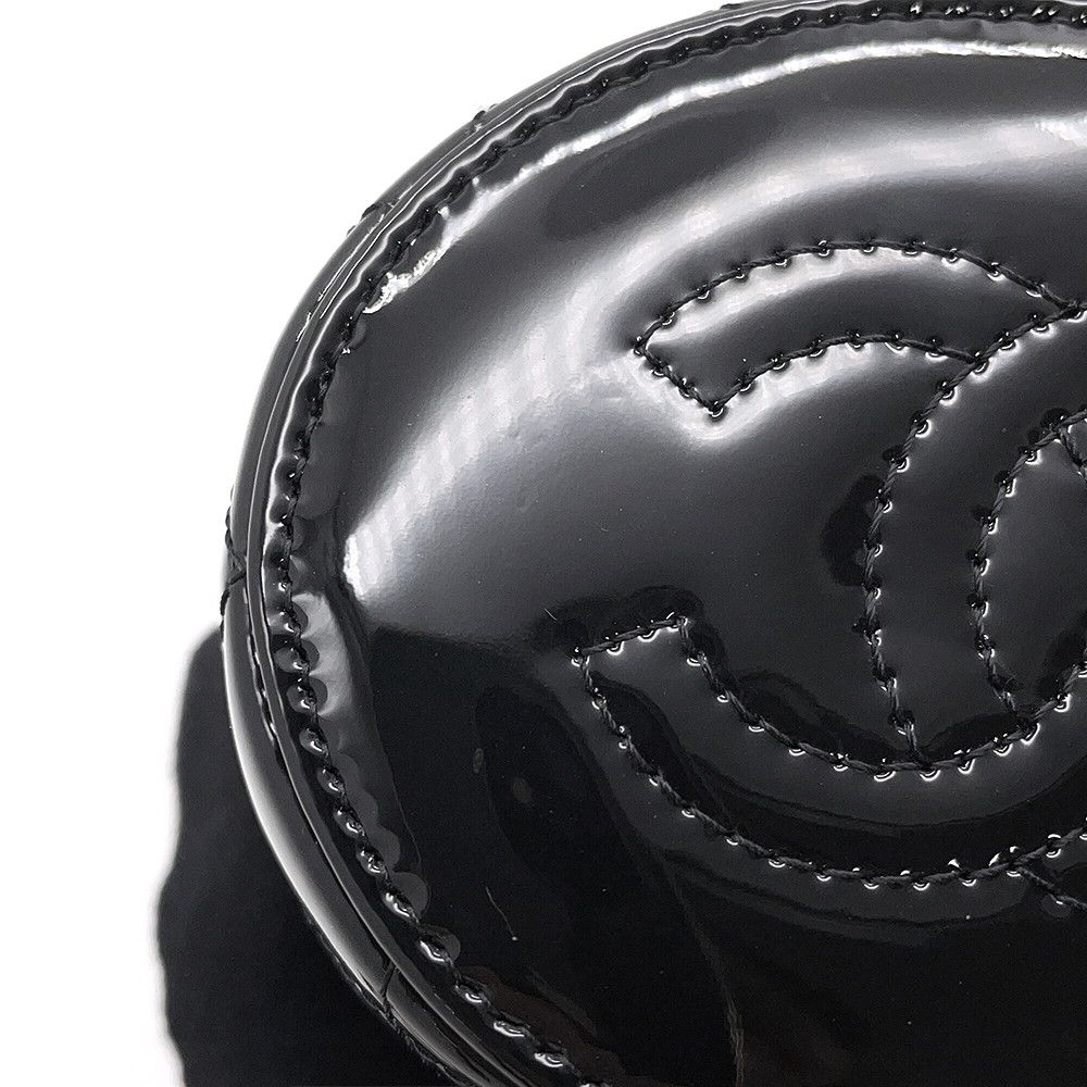 Chanel Chain Shoulder Bag Quilted CC Logo Vanity Patent Black — view 7
