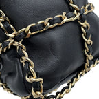 Chanel Chain Shoulder Bag CC Logo Lambskin Black — view 6