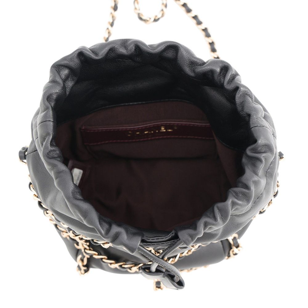 Chanel Chain Shoulder Bag CC Logo Lambskin Black — view 5
