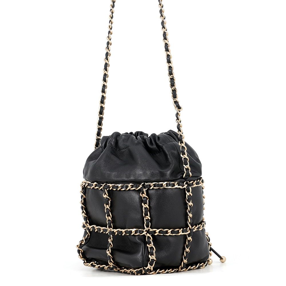 Chanel Chain Shoulder Bag CC Logo Lambskin Black — view 2