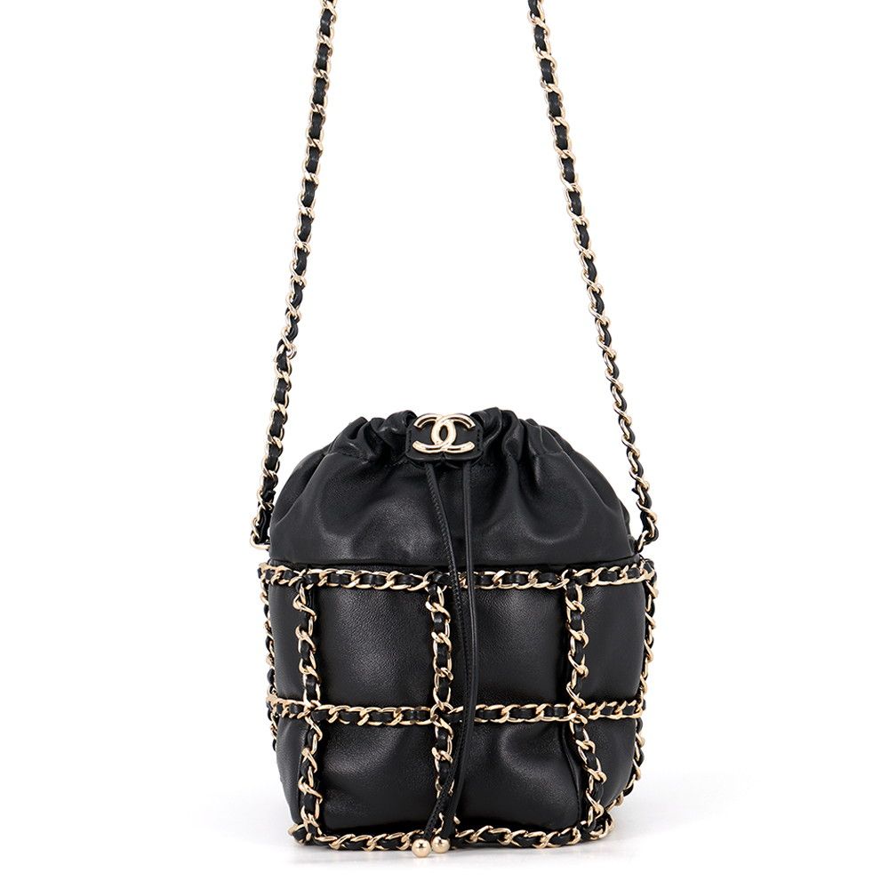 Chanel Chain Shoulder Bag CC Logo Lambskin Black