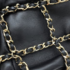Chanel Chain Shoulder Bag CC Logo Lambskin Black — view 7