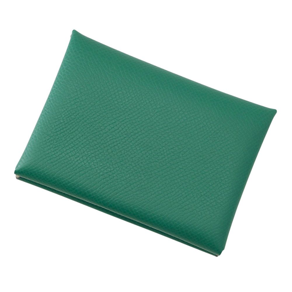 Hermes Coin Purse Calvi Duo Verso Vert Vertigo Jaune Milton Silver Epsom