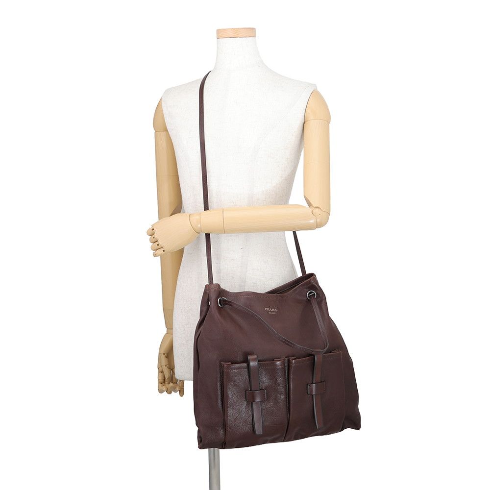 Prada Shoulder Bag Root Large Leather Logo 2-Way — view 5