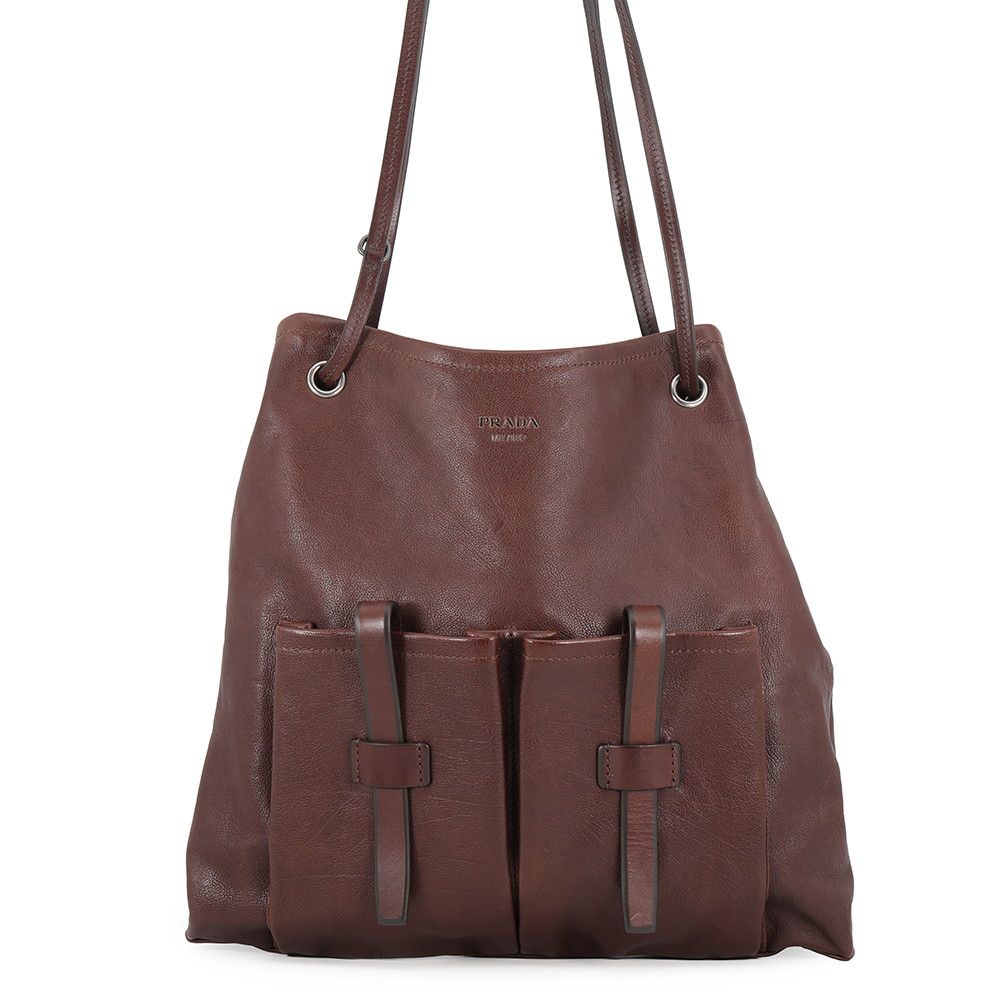 Prada Shoulder Bag Root Large Leather Logo 2-Way