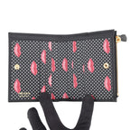 Prada Bifold Wallet Triangle Logo Compact Lip Print Leather Black — view 4