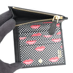 Prada Bifold Wallet Triangle Logo Compact Lip Print Leather Black — view 6