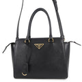 Prada Handbag Triangle Logo Leather 2-Way Shoulder Black