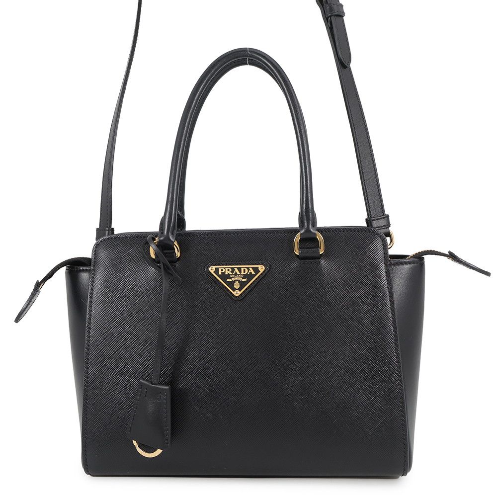 Prada Handbag Triangle Logo Leather 2-Way Shoulder Black